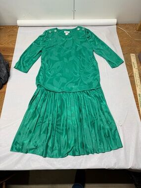 Green Floral Jenny Pleated Skirt Dress